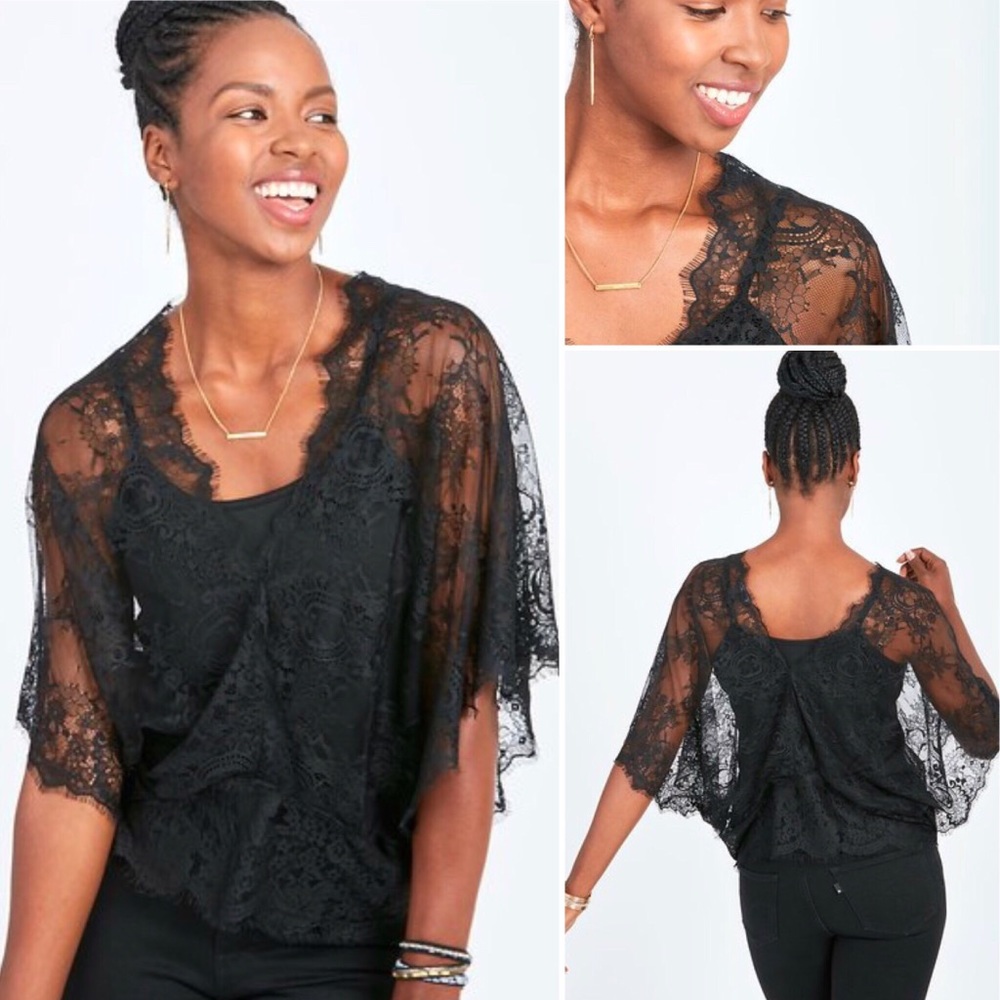 Stella & Dot lace cape top